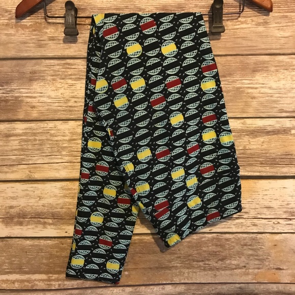 LULAROE OS Leggings Navy Blue World & Lightning - Picture 1 of 5